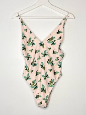 F21 Pink Toucan One-Piece Swimsuit